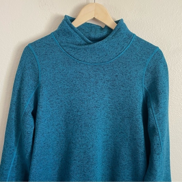 Lands’ End Mock Cross Neck Sweatshirt Teal Size Medium - Picture 2 of 9